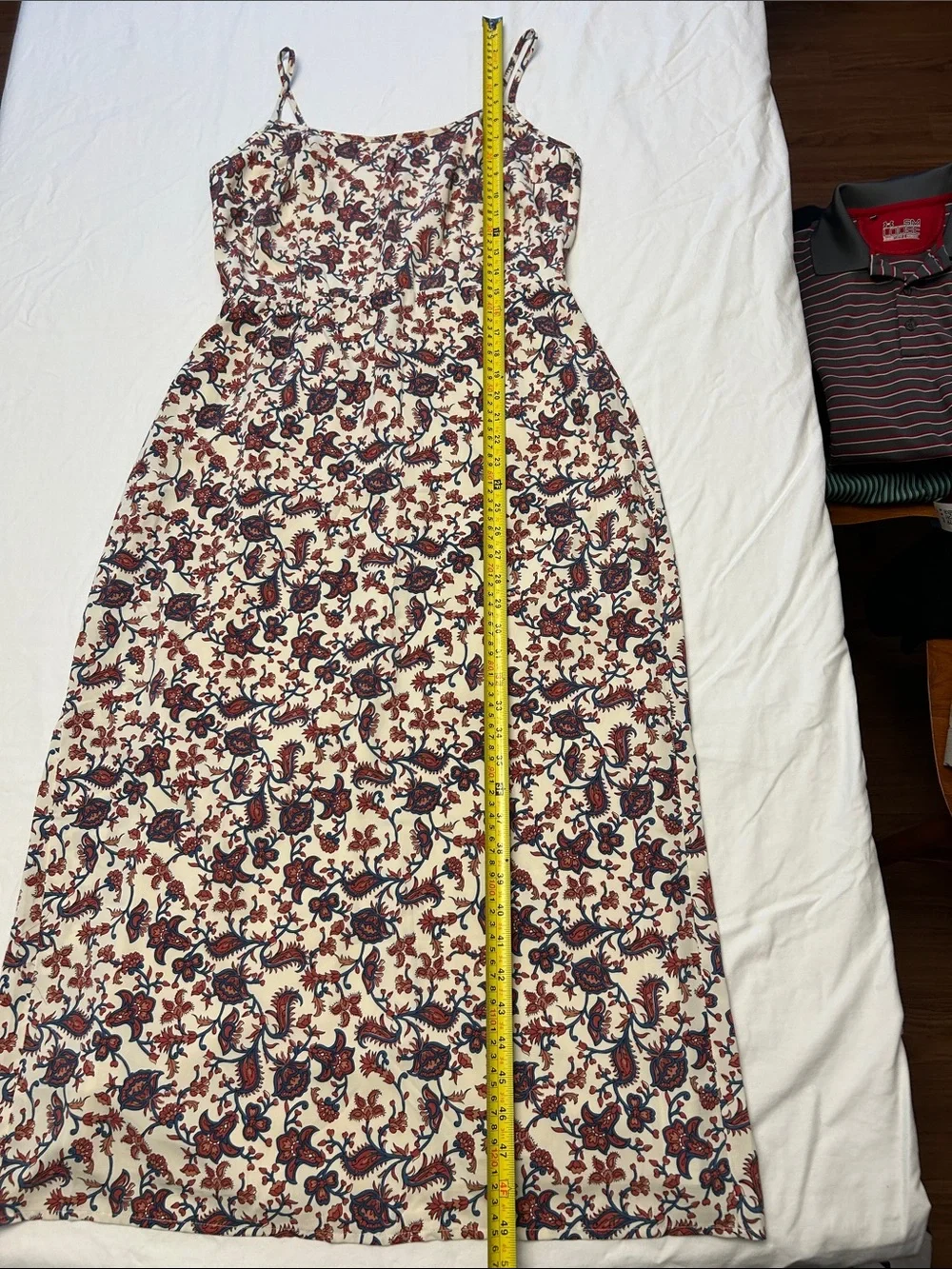 Abercrombie & Fitch Cream Floral Maxi Dress Red Navy Print Size L